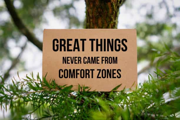 Motivational and Inspirational Quote. Great Things Never Came From Comfort Zones. Paper Card On Nature. Do you Obstruct Progress?