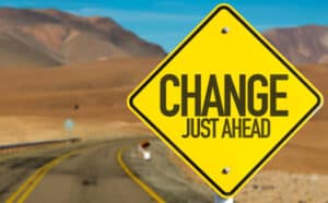 Change Just Ahead sign on desert road. Tips On How To Eradicate Depression