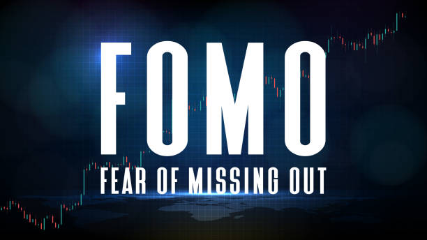 abstract background of futuristic technology FOMO fear of missing out in Stock and cryptocurrency market. What Are You Really Missing Out On