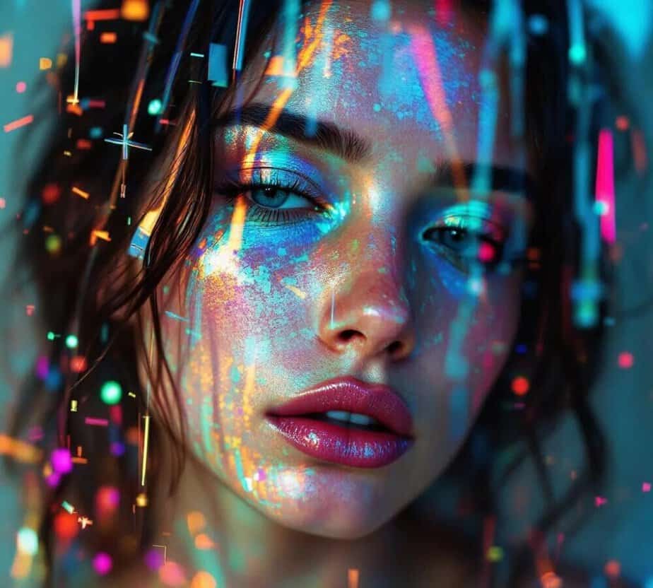 Wiman with colorful makeup