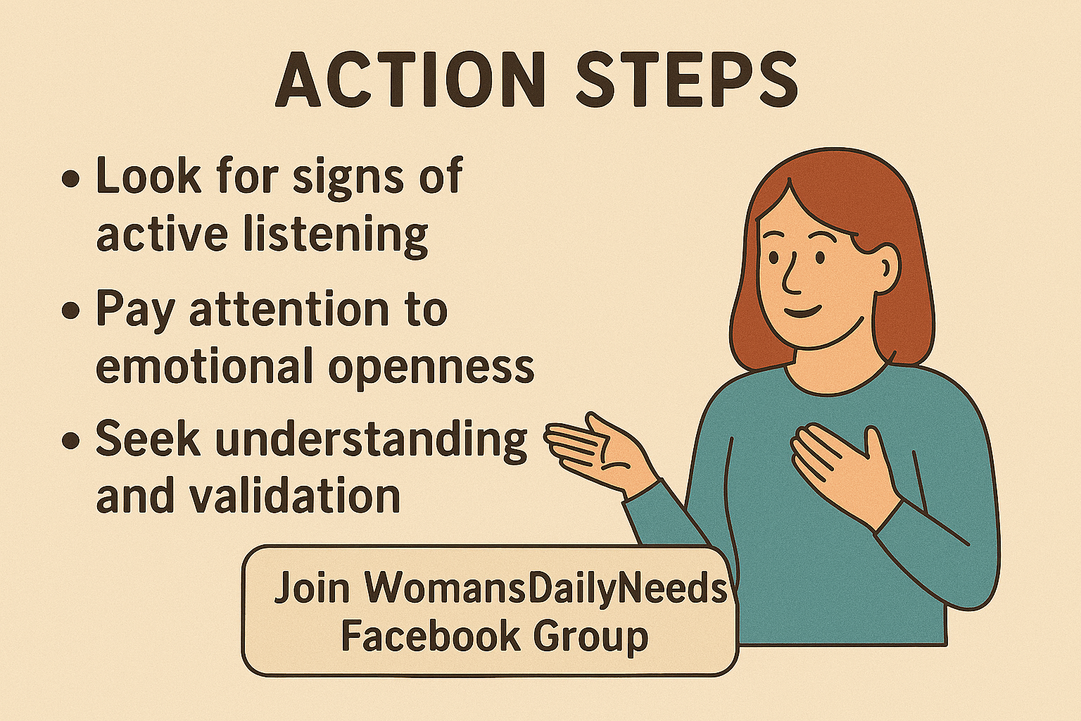 signs of active listening and emotional openness for women, women's daily needs, self-care tips